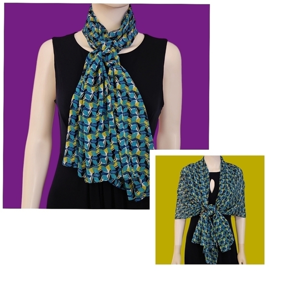 CALVIN KLEIN Geometric Chiffon Scarf - Picture 1 of 5